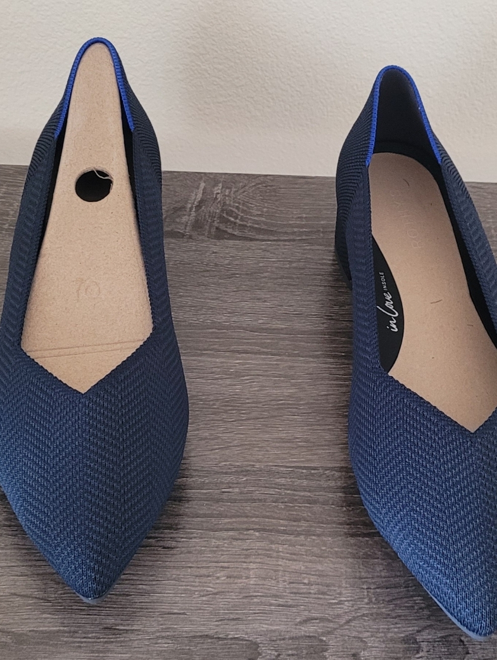 ROTHY’S The High Point Heeled Shoe | Navy Herringbone NWT size 12.5 - Picture 7 of 8